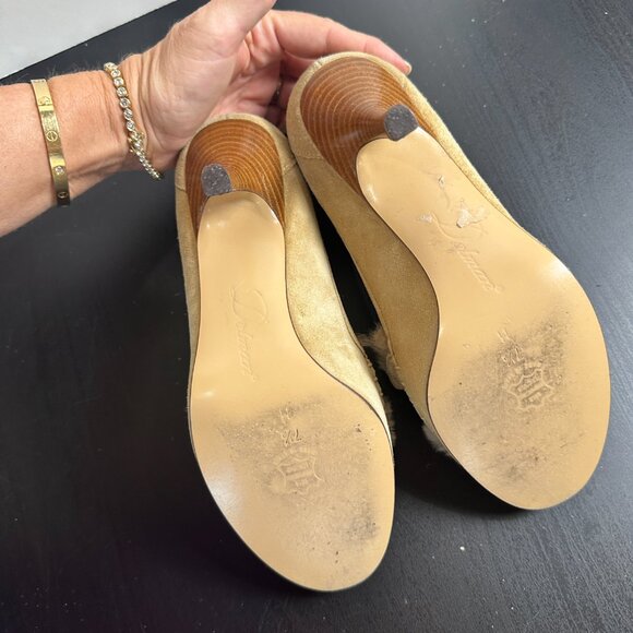 StUnNiNg Fur Lined DELMAN Suede Loafer Style Heels Tan Brown Size 7.5 - Picture 12 of 15